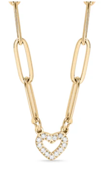 Pave Heart Toggle Chain Necklace