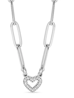 Pave Heart Toggle Chain Necklace