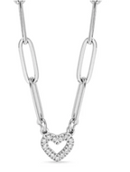 Pave Heart Toggle Chain Necklace