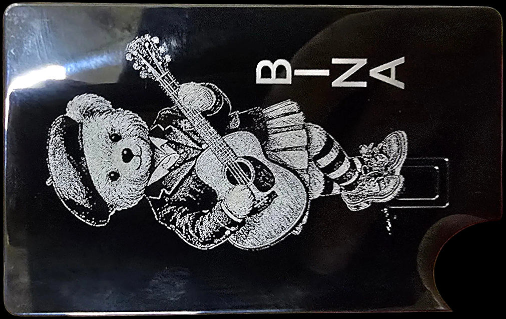 Bear with guitar on metal credit card — BINA