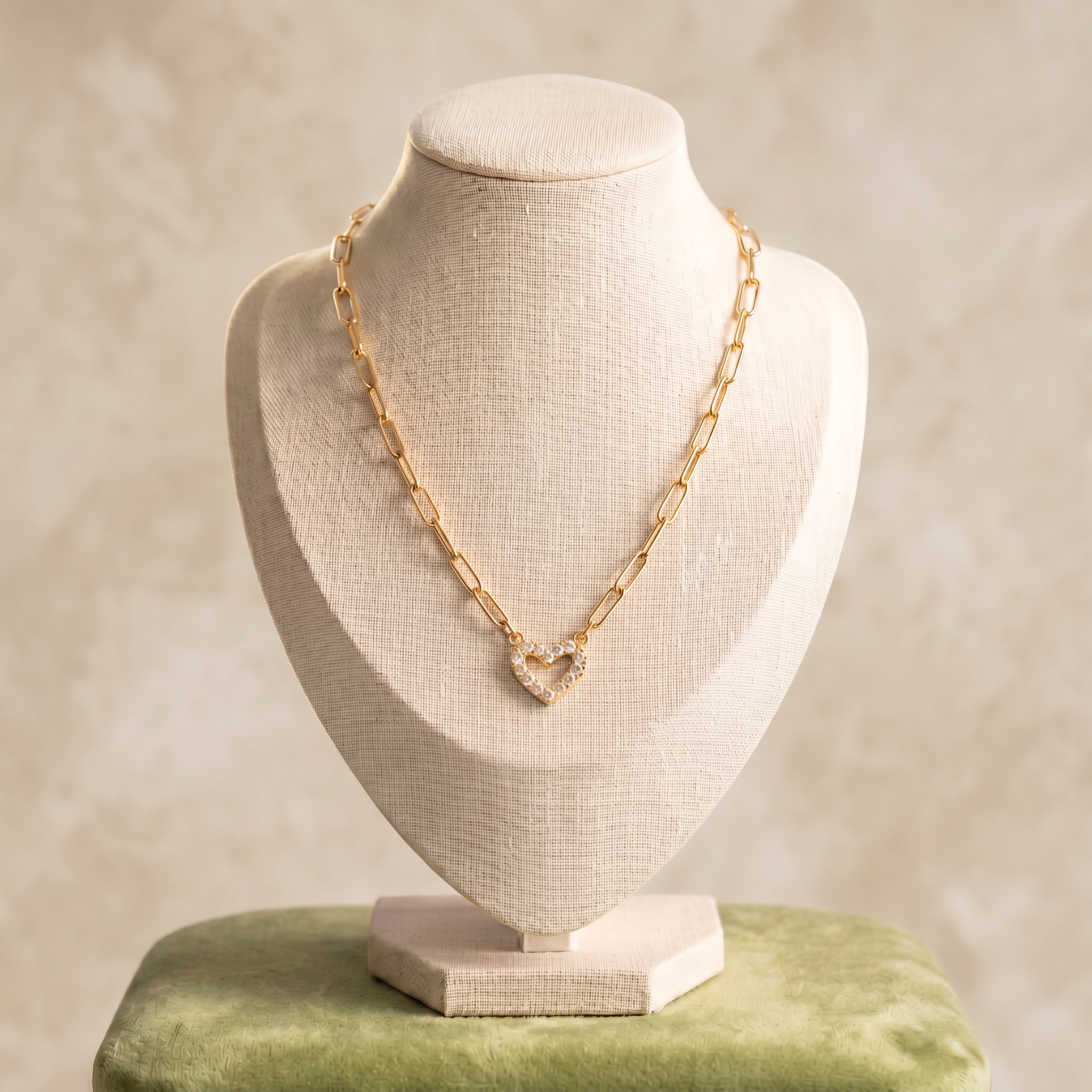 Pave Heart Toggle Chain Necklace